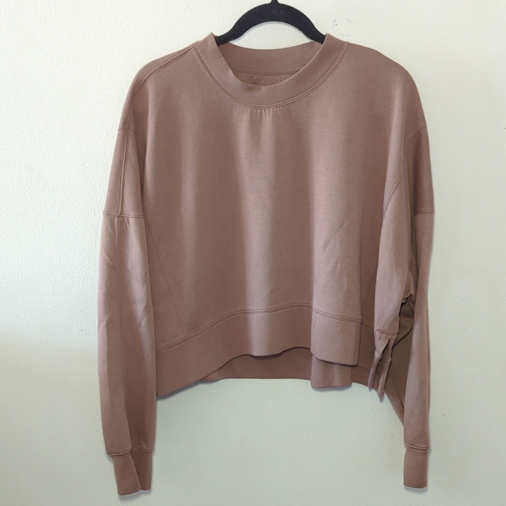YPB Your Personal Best NeoKnit Mini Crew Cropped Sweatshirt Taupe Womens Size XL